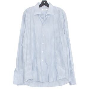 NWOT Calvin Klein Mens Dress Shirt Long Sleeve Button Stripe Blue 16.5 34/35 KE